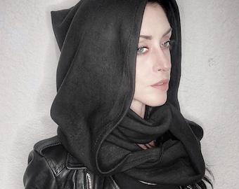 Black Turtleneck Cowl Hood