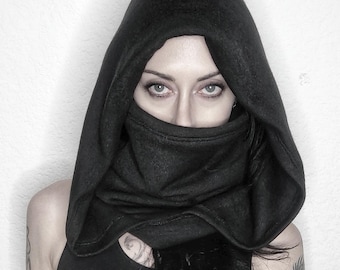Black Extra-long Turtleneck Hood