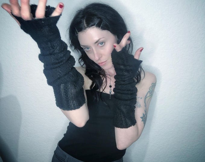 Featured listing image: Black Crochet Arm Warmers