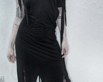 Distressed Maxi Fringe Dress