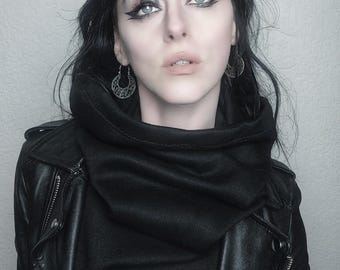 Black Pullover Turtleneck Scarf