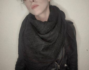 Black Crochet Triangle Scarf