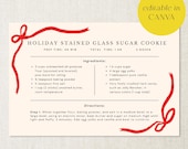 Editable Holiday Recipe Card Template: Modern Bow Design (CANVA Template)