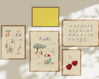 Bemelmans Inspired Nursery Prints: Eclectic Gallery Wall Art (Digital Download)