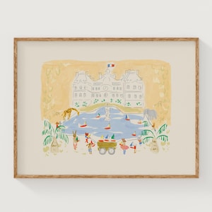 Impresión de los jardines de Luxemburgo de París / Arte Giclee inspirado en Bemelman