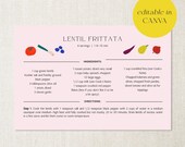 Modern Recipe Card Template: Fruit & Veggies Design (Canva, 4x6 5x7 A6 Digital Download)
