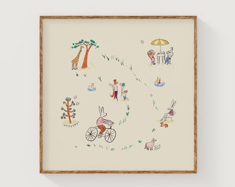 Whimsical Woodland Animal Park Scene Nursery Decor (Digital Download)