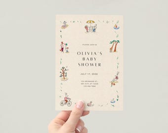 Baby Shower Bemelman Style Invitation | Canva Template