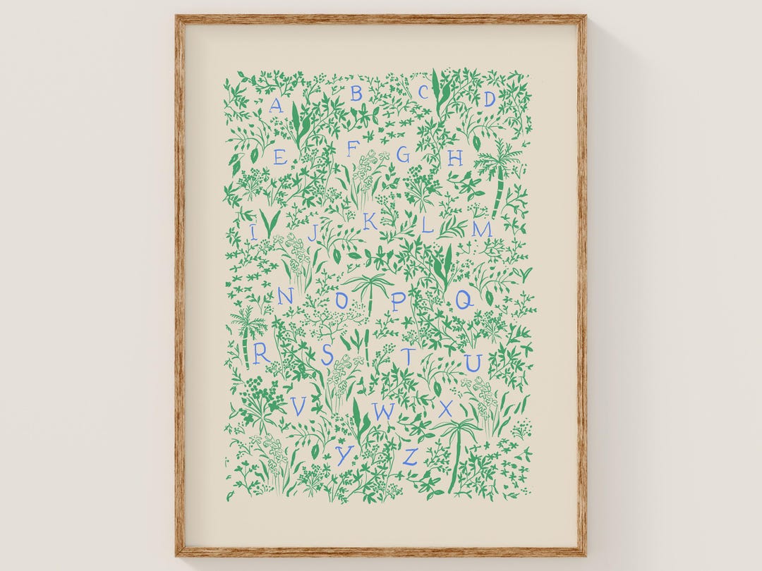 ABC Botanical Nursery Poster Print – Greenery Alphabet Wall Art ...