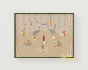 Big Top Tent Nursery Art: Funhaus Whimsical Giclee in Multiple Sizes