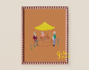 Bemelmans Bar Print | Whimsical Carlyle Hotel Illustration, Maximalist Decor