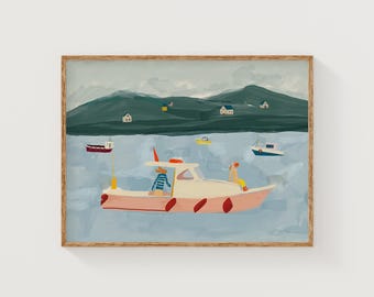 Artful-coastal Sardine Fishing Giclee Print | Museum Quality Fisherman Core Trendy artful Wall Arte