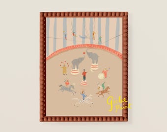 Circus Nursery Art: Funhaus Whimsical Giclee in Multiple Sizes
