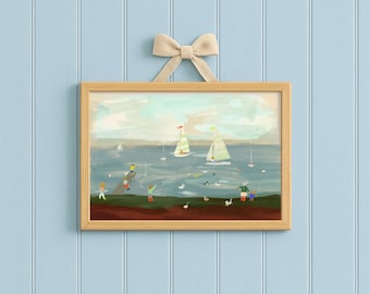 Sailing and Fishing |  wall art Giclee Museum Quality in Multiple Sizes