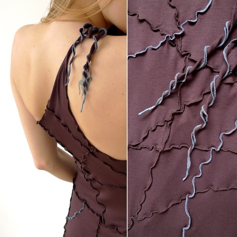 Boho long maxi skirt multiway one shoulder jersey dress with image 2