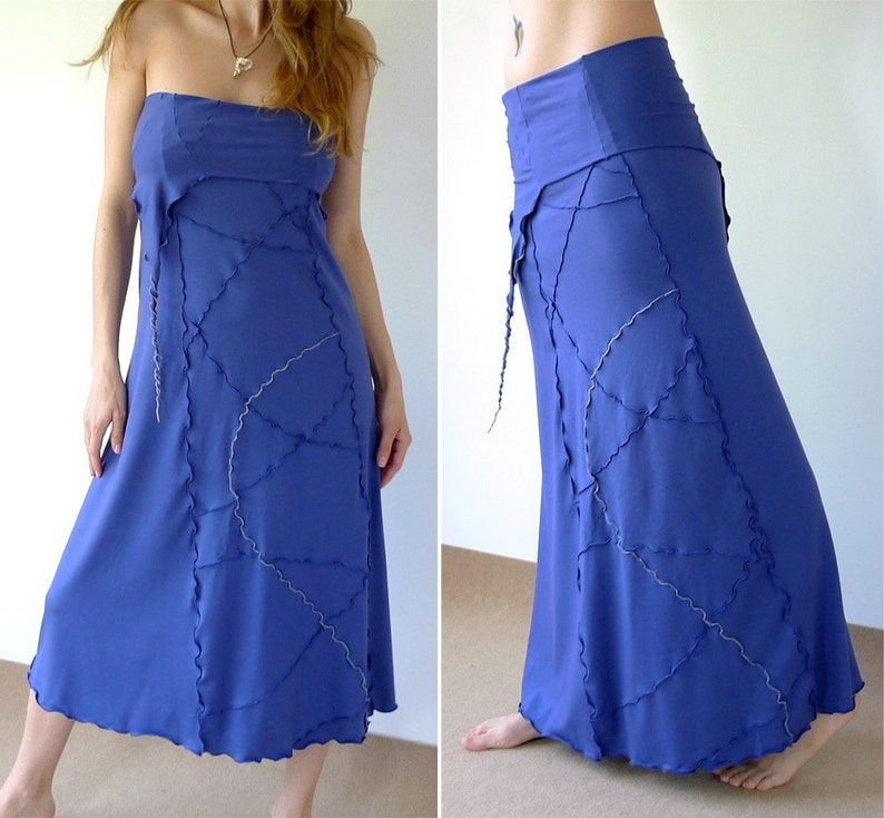 Boho long maxi skirt multiway one shoulder jersey dress with 24. Blue violet