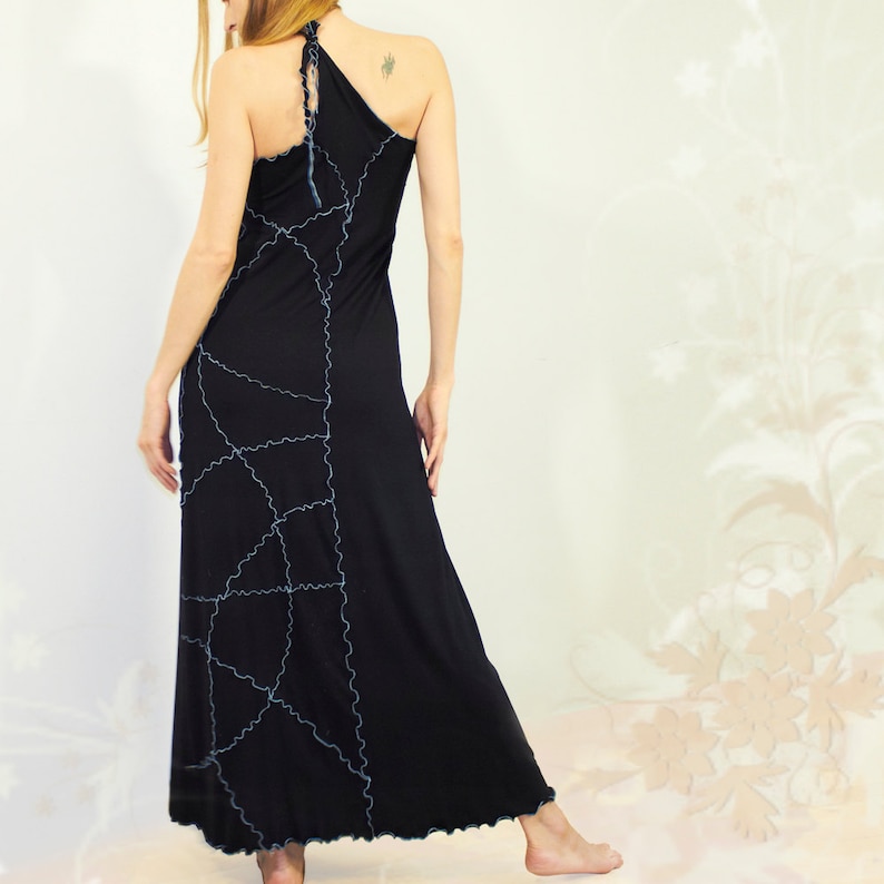 Infinity multi way convertible long asymmetrical viscose jersey dress / skirt with freehand contrast serging, pick your color Wilma image 1