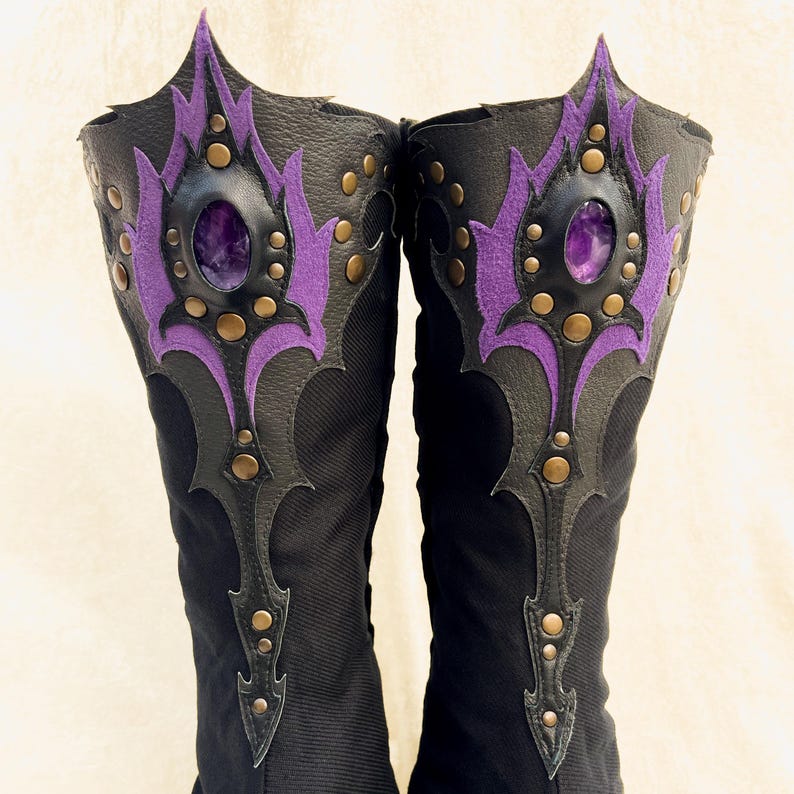 Ninja tabi shoes, black summer cotton fabric boots, leather, vegan split toe, unique, custom, Japanese barefoot, flat sole socks, gemstone image 8