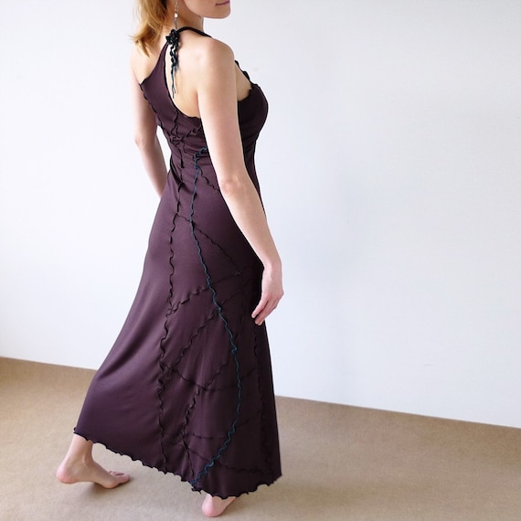 Infinity multi way Convertible long one shoulder viscose jersey dress / skirt with freehand contrast serging, pick your color - Wilma