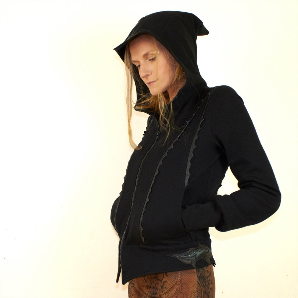 Hoodie Thumb Holes Zipper Goth - Etsy