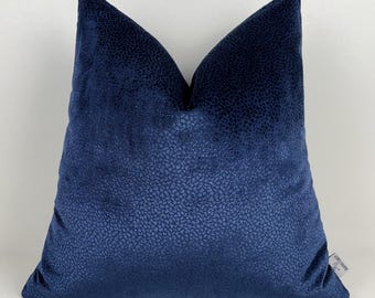 Luxury Navy Blue Leopard Woven Velvet Pillow Cover, Dark Blue Animal Printed Velvet Throw Pillow, Premium Woven Velvet Cushion Case, Bedding