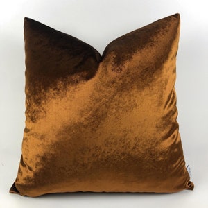 Rust Velvet Pillow Cover: Shiny Burnt Orange Throw Pillow