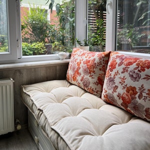 Custom Chenille Tufted Bench Cushion: Stain Resistant, Water Repellent Window Seat