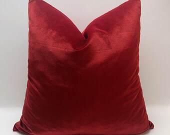 Cherry Red Velvet Pillow Case, Velvet Lumbar Pillow, Any Size Pillow, Velvet Pillow 20x20, 26x26, 18x18, Low On Stock Color