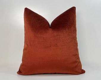 Burnt Orange Velvet Pillow Cover, All Size Pillows, Rust Pillow, Decorative Velvet Pillow Cover, Velvet Cushion Cover, 26x26 (Only Cover)