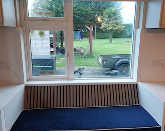 Custom Velvet Window Seat Cushion: Washable Bench Cushion with Piping