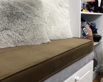 Custom Bench Cushion: 3&quot; Washable Velvet Window Seat Cushion with Piping