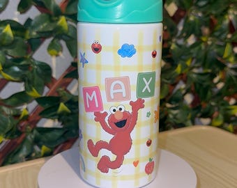 Personalized Elmo Girl Tumbler/ Custom Name water Bottle/ Sesame Street Inspired Cup/ Toddler Girl  Gift/ Back to School Bottle