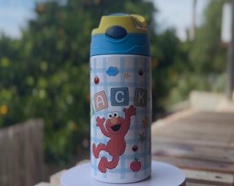 Personalized Elmo Boys Tumbler/ Custom Name water Bottle/ Sesame Street Inspired Cup/ Toddler Boy Gift/ Back to School Bottle