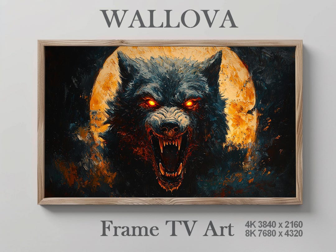 Werewolf With Glowing Eyes Art for Frame TV Halloween Decor Snarling ...