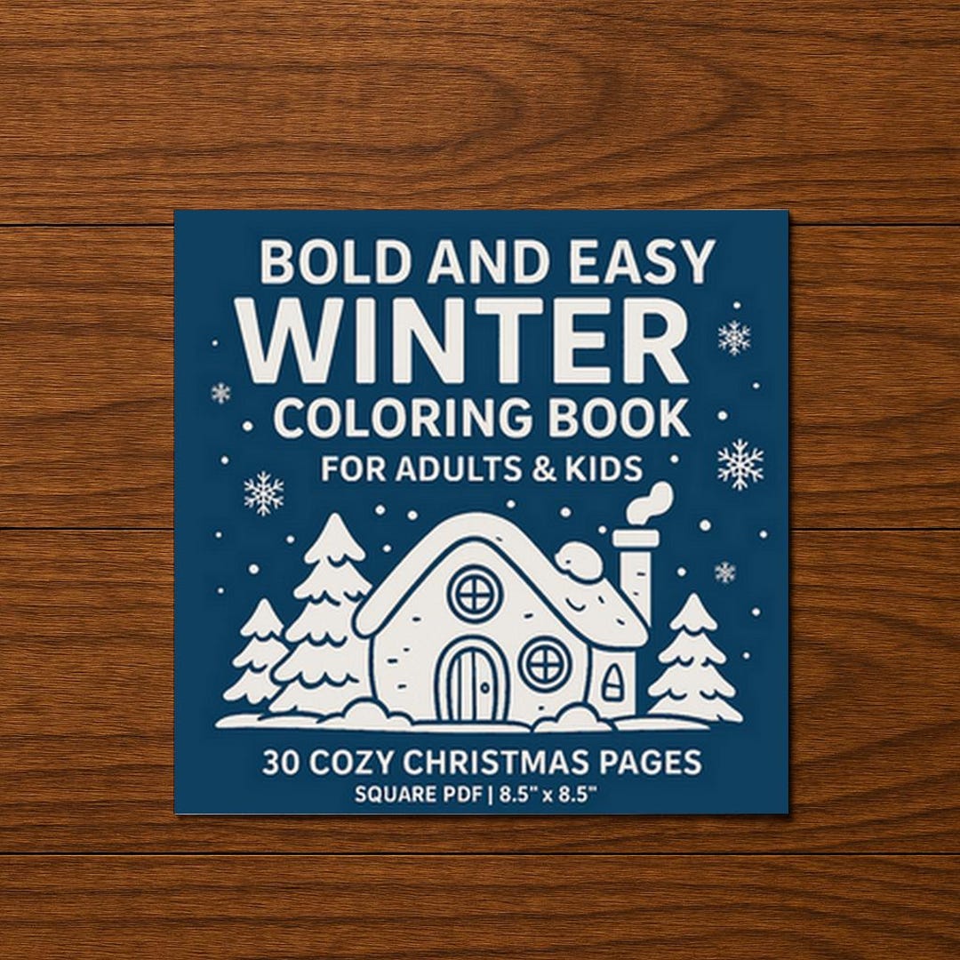 Bold and Easy Winter Coloring Book for Adults & Kids 30 Cozy Christmas ...