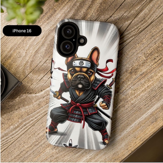 Ninja Frenchie Phone Case, Anime French Bulldog Warrior Cover Ninja Frenchie Phone Case, Anime French Bulldog Warrior Cover