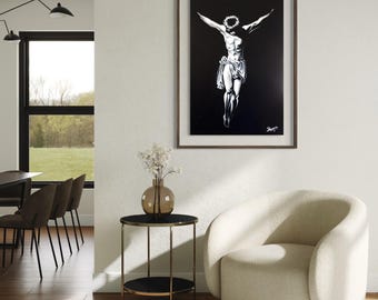 Hand painted | Jesus on the Cross Painting – Religious Art, Crucifixion, Modern Christian Home Decor, Faith Wall Art | Made to order