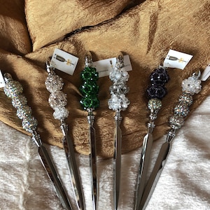 Abrecartas de cristal con bolas de cristal y adornos de diamantes de imitación