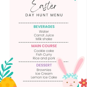 DIY Easter DAY HUNT Ulotka Szablon, Tygodniowy Szablon Menu, Ulotka Jedzenia, Cennik Cateringu, Szablon Menu, Menu Restauracji, Specjalne Jedzenie