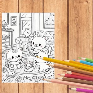 Cute Cat, Dog & Bird Coloring Book Fun  Relaxing Printable Instant Digital Download PDF  47 Adorable Pages
