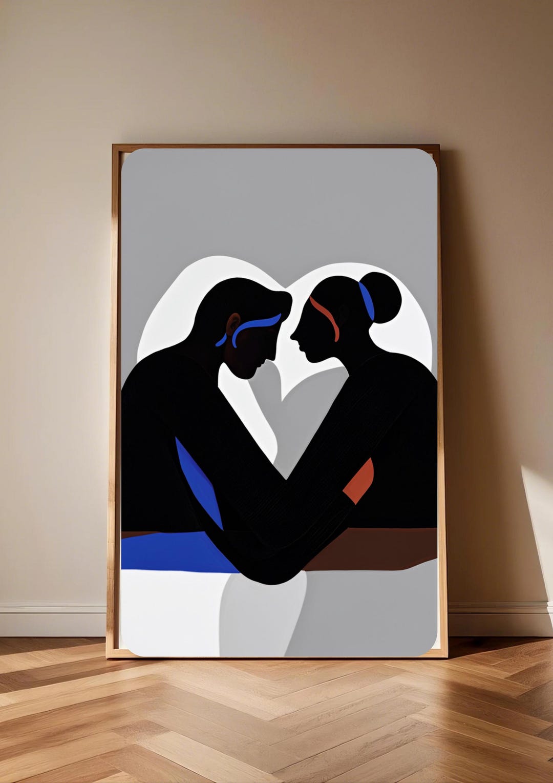 30 Abstract Couple Silhouette Art Prints – Romantic Hug & Kiss Wall Art ...