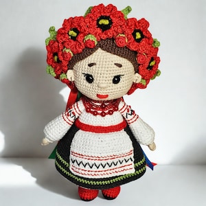 Ukrainian Interior Souvenir Doll, Handmade Amigurumi in National Costume, Folk Art Home Decor, Collectible Ukrainian Doll, Interior Gift