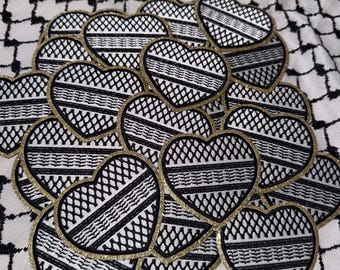 クフィエ パッチ、クフィエ パッチ、パレスチナ パッチ、パレスチナ解放、刺繍パッチ、アラビア刺繍、連帯パッチ、遺産パッチ
