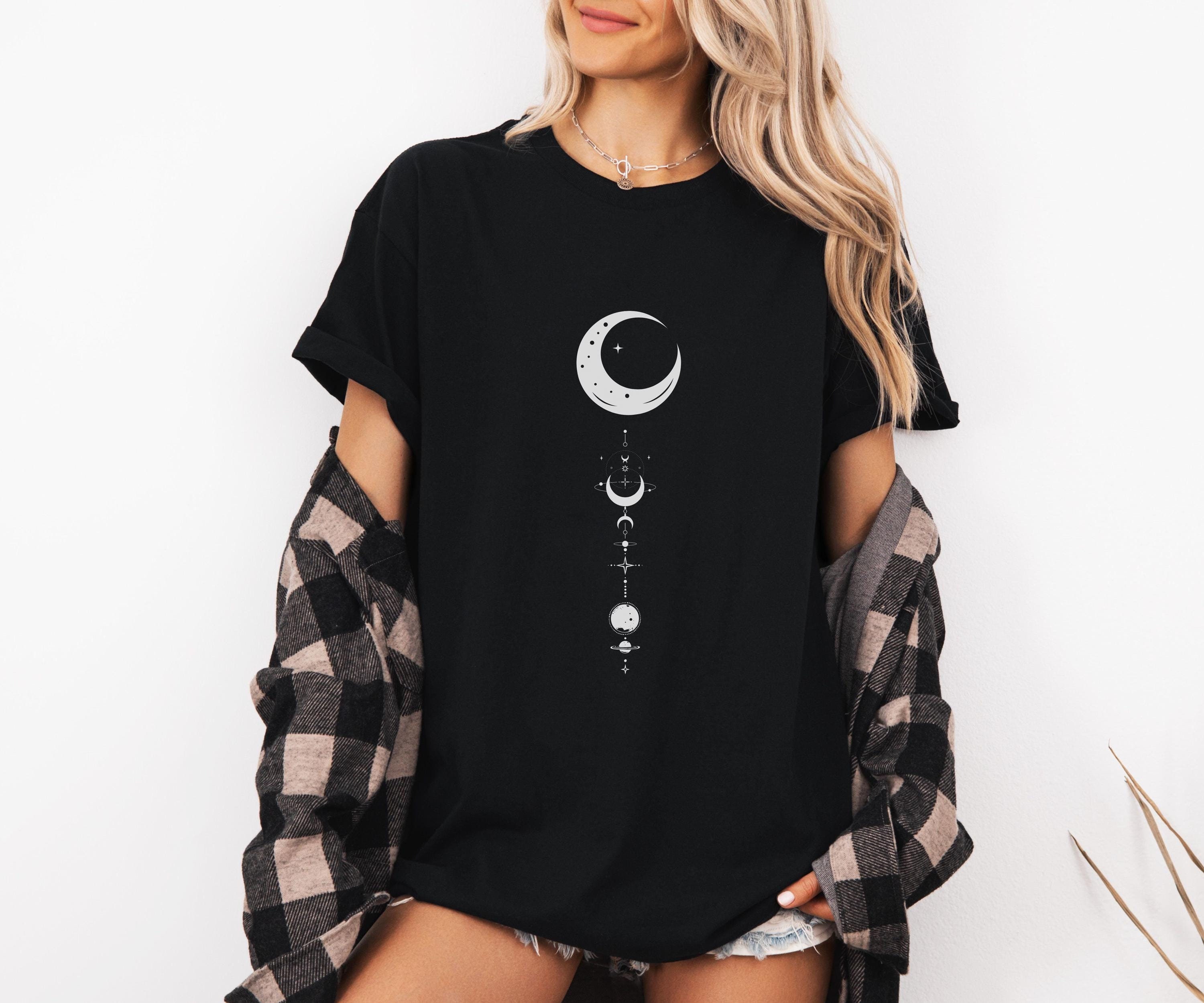 Moon Phase T-shirt, Minimalistic Mystic Astrology Moon Shirt Yoga