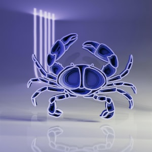 3D Krabbe mehrschichtige digitale Dateien, Meerestier SVG, Laser bereit Design, Cricut schneiden, 5 Schichten, Holz Projekte, sofort Download