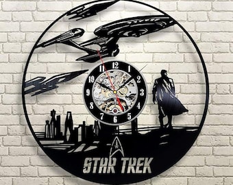 スタートレックのレコード時計：SF映画の壁掛けアート、宇宙船の装飾
