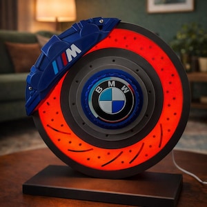 Lámpara LED para disco de freno | Lámpara de mesa de deportes de motor + decoración para coche | Regalo para aficionados a los coches + garaje
