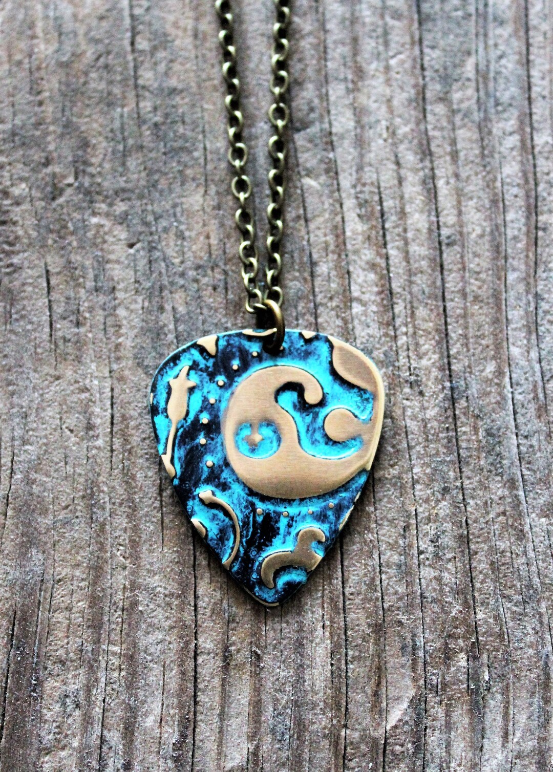 Guitar Pick Necklace Black and Turquoise Necklace Music Etsy