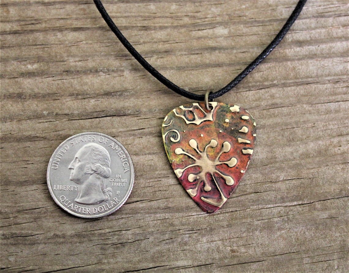 Guitar Pick Necklace Black and Turquoise Necklace Music Etsy