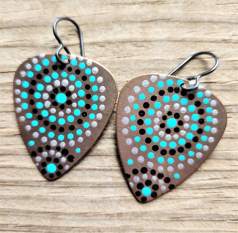 Guitar Pick Earrings Brass Earrings Guitar Pick Jewelry Etsy